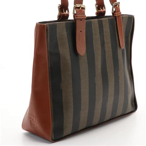 Fendi Pequin Striped Canvas Tote Bag on SALE 